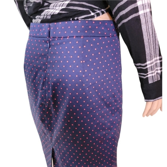 J.Crew Womens No.2 Pencil Skirt Blue With Red Polka dot Size 0 - Picture 6 of 11